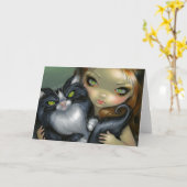 "Tricksy Smokings-Katzen-" Gruß-Karte Karte (Gelbe Blume)