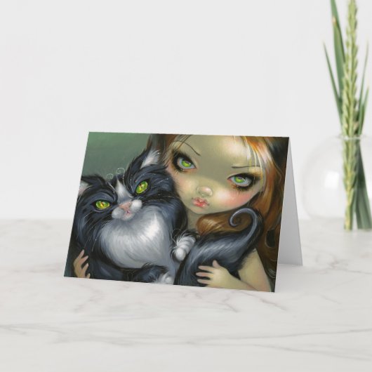 "Tricksy Smokings-Katzen-" Gruß-Karte Karte (Vorderseite)