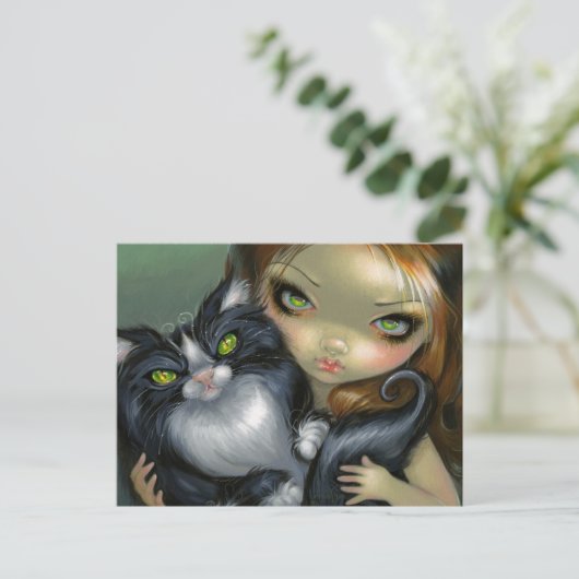 "Tricksy Tuxedo Cat" Postkarte (Stehend Vorderseite)