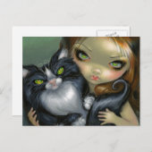 "Tricksy Tuxedo Cat" Postkarte (Vorne/Hinten)