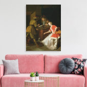 Tricktrackspieler mit einer Dame und ihrem Hund Leinwanddruck (Insitu (Wohnzimmer))