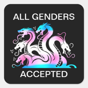 Tricolor aller Gender Accepted Hydra Quadratischer Aufkleber