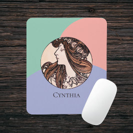 Tricolor Art Nouveau Alphonse Mucha Fouquet Name Mousepad