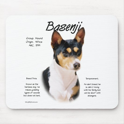 Tricolor Basenji Geschichte, Alles über Basenjis Mousepad (Vorne)
