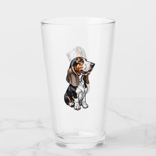 Tricolor Basset Hound Glas (Rückseite)