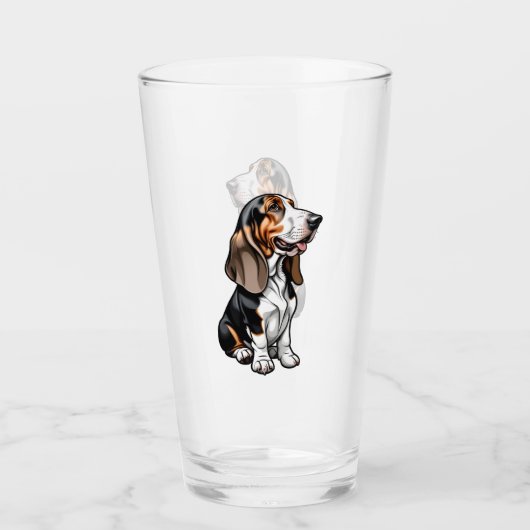 Tricolor Basset Hound Glas (Vorderseite)
