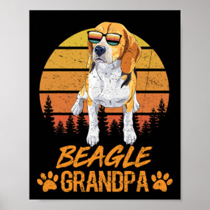 Tricolor Beagle Dog Grandpa Paw Vater Vatertag Poster