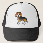 Tricolor Beagle Hund Niedlich Cartoon Illustration Truckerkappe (Vorderseite)