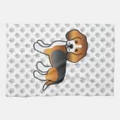 Tricolor Beagle Niedlich Cartoon Dog Geschirrtuch (Horizontal)