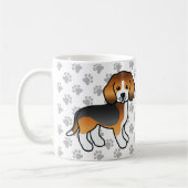 Tricolor Beagle Niedlich Cartoon Dog & Paws Kaffeetasse (Links)