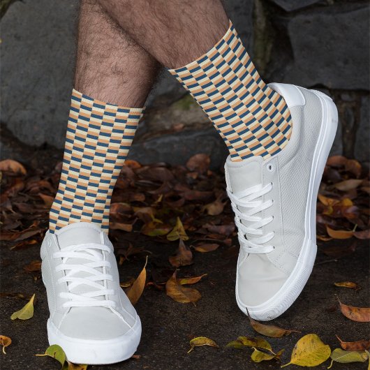 Tricolor (blau, gelb, Terrakotta) Socken