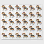 Tricolor Cartoon Beagle Dog Muster Geschenkpapier (Flach)