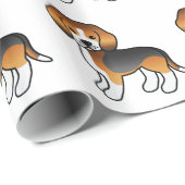 Tricolor Cartoon Beagle Dog Muster Geschenkpapier (Rolleneckpunkt)