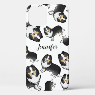 Tricolor Cartoon Sheltie Dog Muster und Name Case-Mate iPhone Hülle
