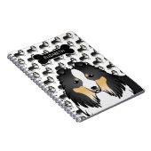 Tricolor Cartoon Sheltie mit Dogenknochen und Name Notizblock (Rechte Seite)