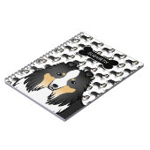 Tricolor Cartoon Sheltie mit Dogenknochen und Name Notizblock (Linke Seite)