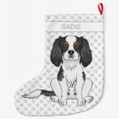 Tricolor Cavalier King Charles Spaniel Dog & Name Großer Weihnachtsstrumpf (Rückseite)