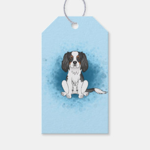 Tricolor Cavalier King Charles Spaniel Dog On Blue Geschenkanhänger