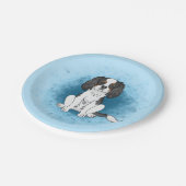 Tricolor Cavalier King Charles Spaniel Dog On Blue Pappteller (Schrägansicht)