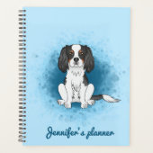 Tricolor Cavalier King Charles Spaniel Dog On Blue Planer (Vorderseite)