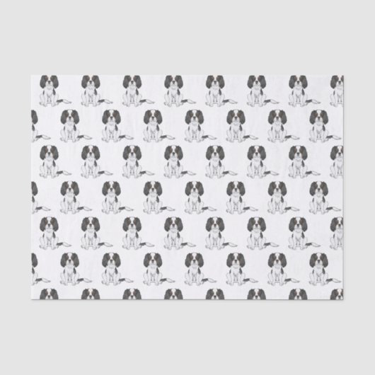 Tricolor Cavalier King Charles Spaniel Dog Pattern Seidenpapier (Vorderseite)
