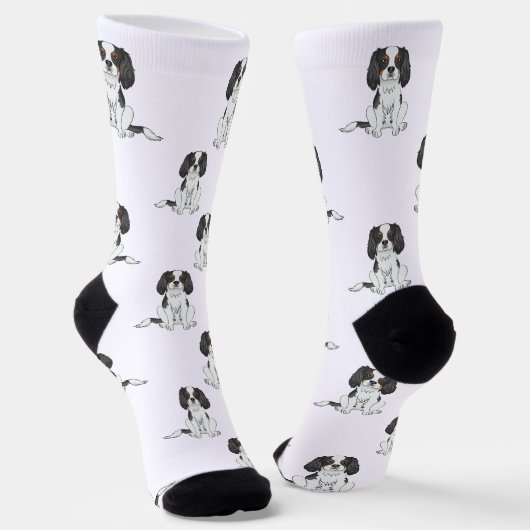 Tricolor Cavalier King Charles Spaniel Dog Pattern Socken (Gewinkelt)