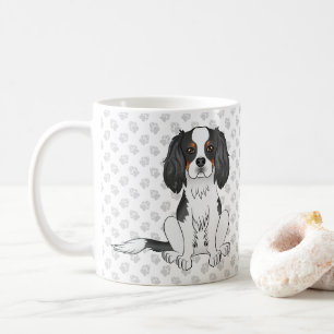 Tricolor Cavalier King Charles Spaniel Dog & Paws Kaffeetasse