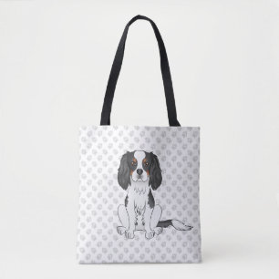 Tricolor Cavalier King Charles Spaniel Dog & Paws Tasche