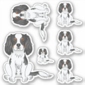 Tricolor Cavalier King Charles Spaniel Dog Sitzen Aufkleber (Vorderseite)
