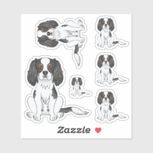 Tricolor Cavalier King Charles Spaniel Dog Sitzen Aufkleber