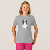 Tricolor Cavalier King Charles Spaniel Dog Sitzen T-Shirt (Vorne ganz)