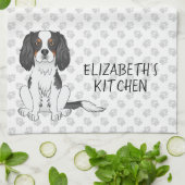 Tricolor Cavalier King Charles Spaniel Dogs & Text Geschirrtuch (Gefaltet)