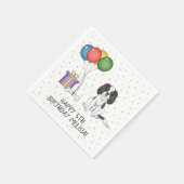 Tricolor Cavalier King Charles Spaniel - Geburtsta Serviette (Ecke)