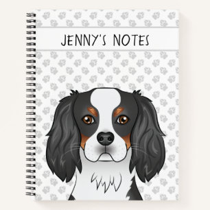 Tricolor Cavalier King Charles Spaniel Head & Text Notizblock