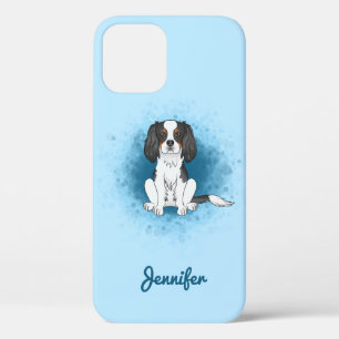 Tricolor Cavalier King Charles Spaniel Hund auf Bl Case-Mate iPhone Hülle