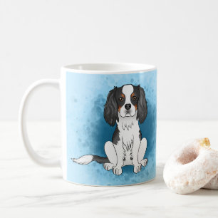 Tricolor Cavalier King Charles Spaniel Hund auf Bl Kaffeetasse