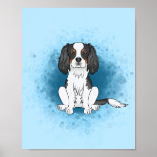 Tricolor Cavalier King Charles Spaniel Hund auf Bl Poster