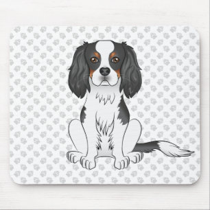Tricolor Cavalier King Charles Spaniel Hund & Pfot Mousepad