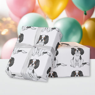 Tricolor Cavalier King Charles Spaniel Hundemuster Geschenkpapier