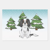 Tricolor Cavalier King Charles Spaniel im Winter Geschenkpapier Set (Vorderseite 2)