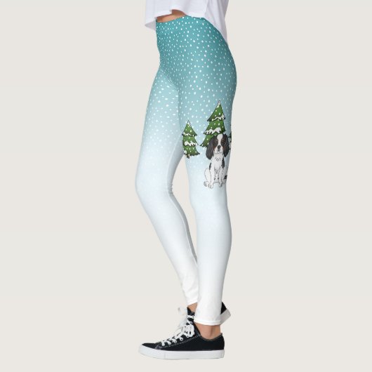 Tricolor Cavalier King Charles Spaniel im Winter Leggings (Links)