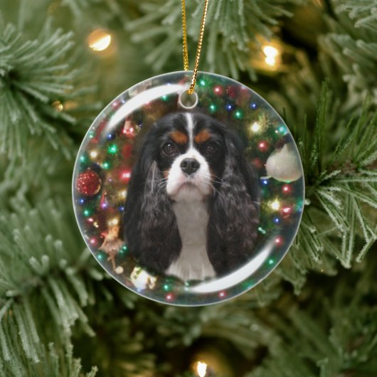 Tricolor Cavalier King Charles Spaniel Keramik Ornament (Baum)