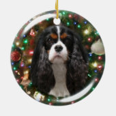 Tricolor Cavalier King Charles Spaniel Keramik Ornament (Hinten)