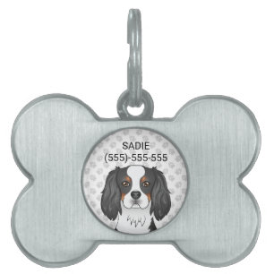 Tricolor Cavalier King Charles Spaniel Kopf & Text Tiermarke
