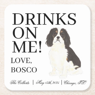 Tricolor Cavalier King Charles Spaniel Wedding Rechteckiger Pappuntersetzer