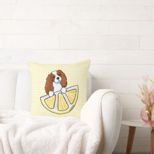 Tricolor Cavalier Lemon Gingham Throw Pillow Kissen