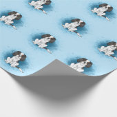 Tricolor Cavalier Spaniel Dog Muster auf blau Geschenkpapier (Ecke)