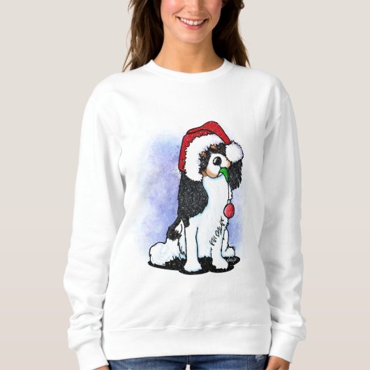 Tricolor Cavalier Spaniel Weihnachts Sweatshirt (Vorderseite)