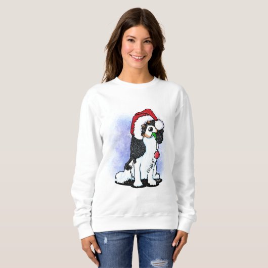 Tricolor Cavalier Spaniel Weihnachts Sweatshirt (Vorne ganz)