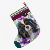 Tricolor Cavalier Weihnachtsfest Strumpf| Schachbr Großer Weihnachtsstrumpf (Rückseite (Hängend))